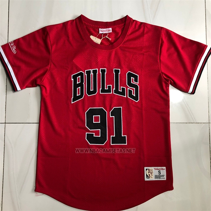 Camiseta Manga Corta Chicago Bulls Dennis Rodman NO 91 Rojo